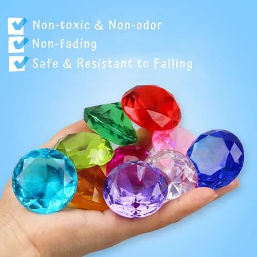 NLR FUN Kids Diamond Toy Set 20 pcs (1.58in Each) | Acrylic Gem Party Favors for Treasure Hunts & Pool Games thumbnail 4