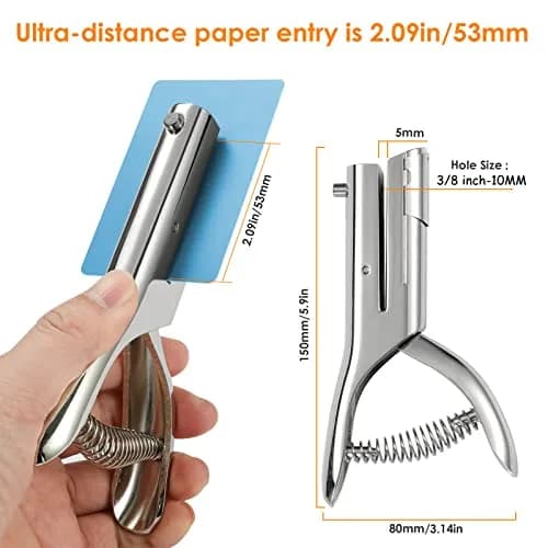 Rikolto Heavy Duty Single Hole Punch 3/8 inch (10mm) Hole | Punches up to 20 A4 Sheets thumbnail 2