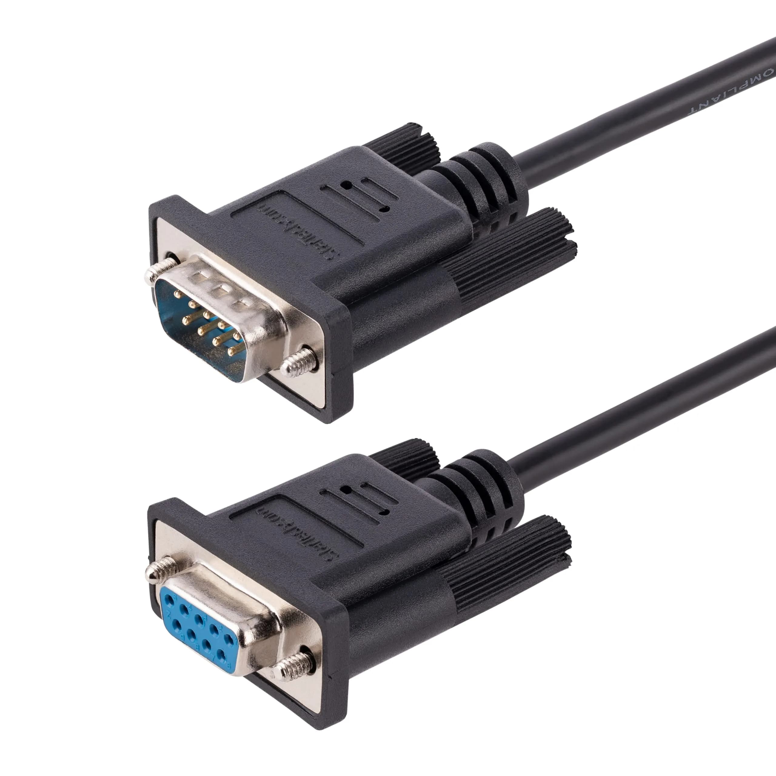 StarTech 3m RS232 Serial Null Modem Cable, Black | 9FMNM-3M-RS232-CABLE | 3 Meter Length - main product image