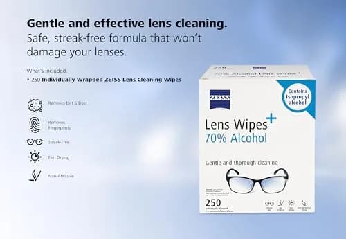 ZEISS Pre-Moistened Lens Cleaning Wipes with 70% Alcohol, 250 Count | Streak-Free Clarity for Optics thumbnail 7