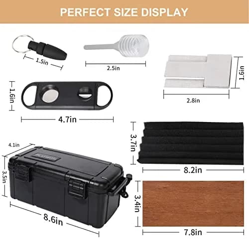 PLAYWITH Travel Cigar Humidor Box Case with Accessories & Spanish Cedar — 12-15 Cigar Capacity, Waterproof & Crushproof thumbnail 4