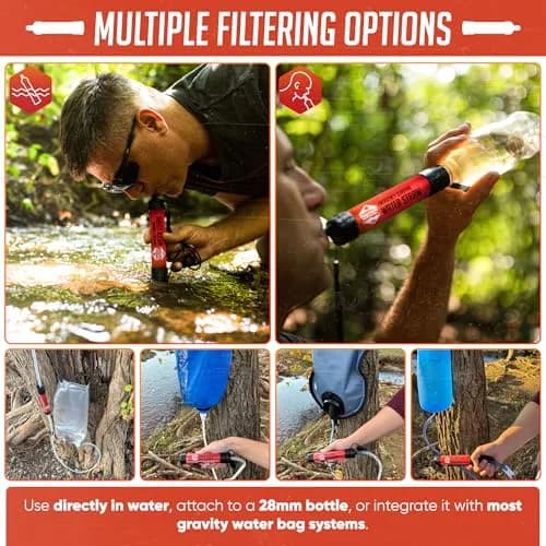 Practical Survival Emergency Water Straws (2-Pack) | Filters 1800 Gallons Each | Lightweight & Reusable thumbnail 3