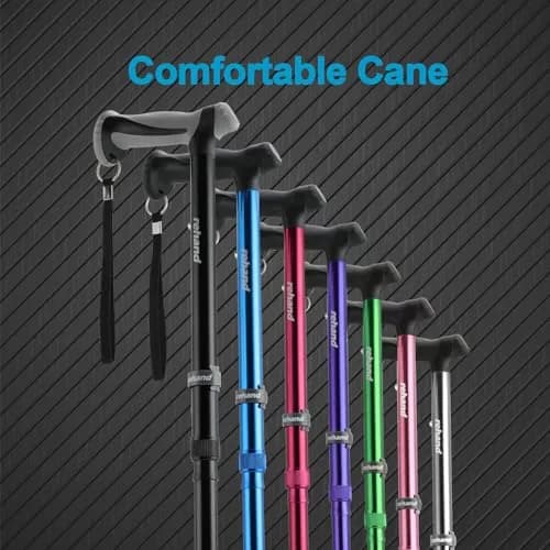 rehand Walking Cane - Foldable, Adjustable, Collapsible | Heavy Duty All Terrain Tip for Seniors & Adults thumbnail 8