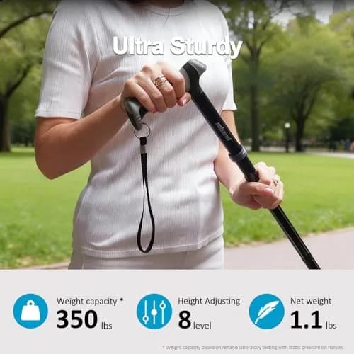 REHAND Foldable & Adjustable Walking Cane with All-Terrain Tip and Travel Bag | 78cm-96cm (2'7"-3'2") thumbnail 3