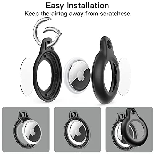 Lanteso Airtag Holder Case with Keychain, 4 Pack Waterproof Shockproof Protective Cover for Apple Air Tags, Airtag Accessories for Pets, Kids, Luggage, Keys thumbnail 5