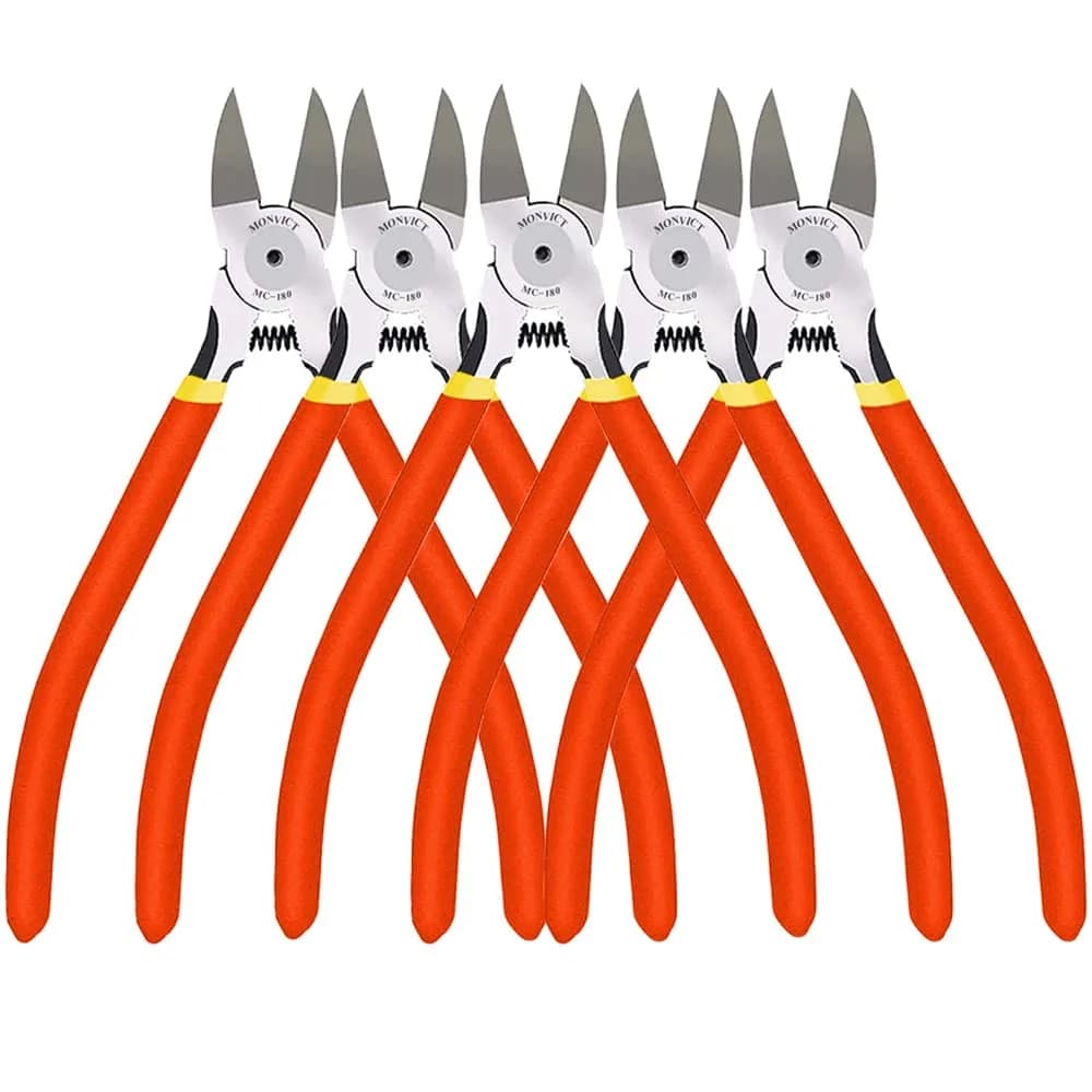 MONVICT 5 Pack 6-inch Precision Flush Side Wire Cutters | Heavy Duty Chrome Vanadium Steel