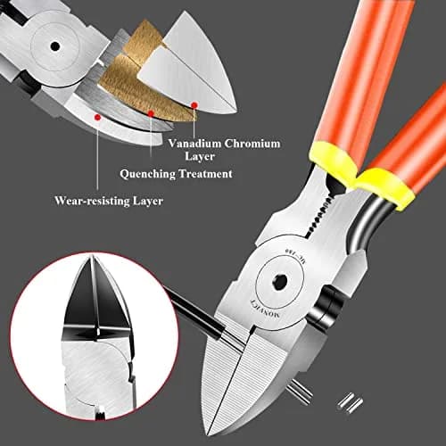 MONVICT 5 Pack 6-inch Precision Flush Side Wire Cutters | Heavy Duty Chrome Vanadium Steel thumbnail 2