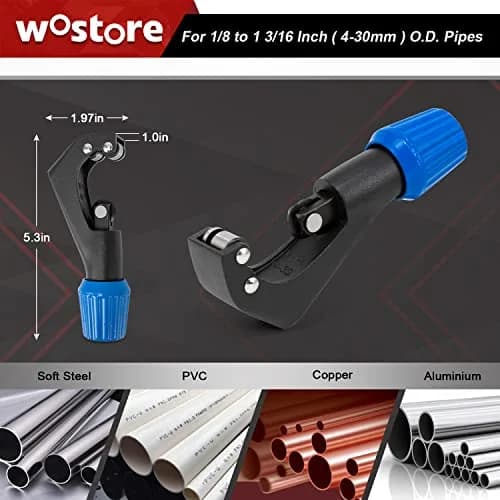 Wostore Eccentric Flaring Kit, 7 Dies 3/16-3/4" 45° Heavy Duty HVAC | Precise Flare Tool for Copper & Steel thumbnail 5