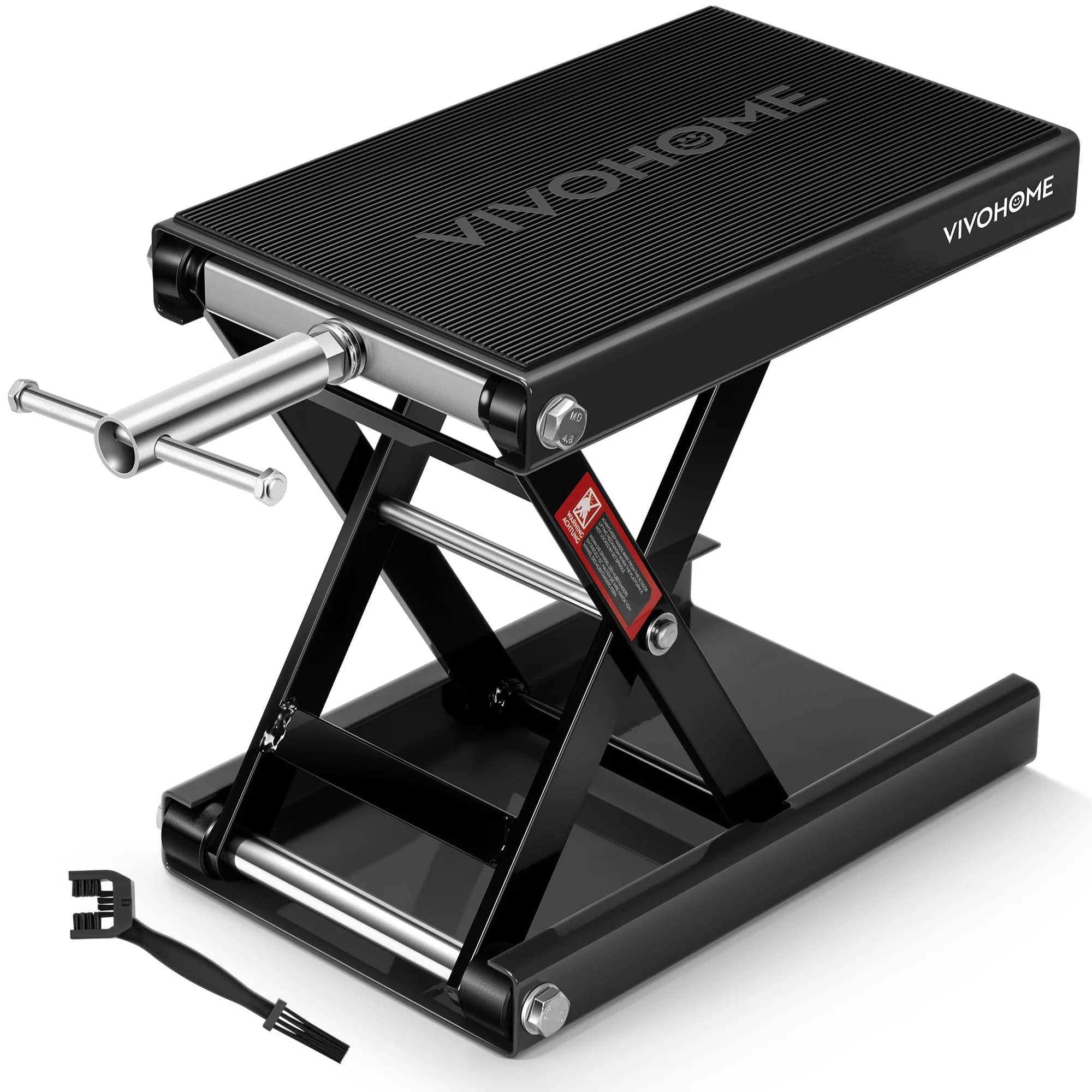 VIVOHOME 1100 LBS Motorcycle Lift Scissor Jack, Wide Deck Hoist Stand, Red | Heavy-Duty Steel, Precise Height Adjustment — Black