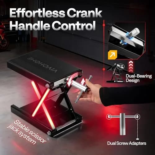 VIVOHOME 1100 LBS Motorcycle Lift Scissor Jack Wide Deck Black | Heavy-Duty Garage Support thumbnail 3