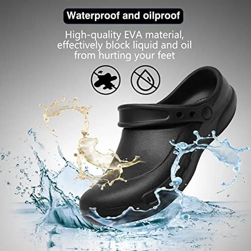 ZEENXIUYA Non Slip Chef Shoes Men's Waterproof Clogs Size 10 | Slip Resistant Kitchen Work Shoes thumbnail 3