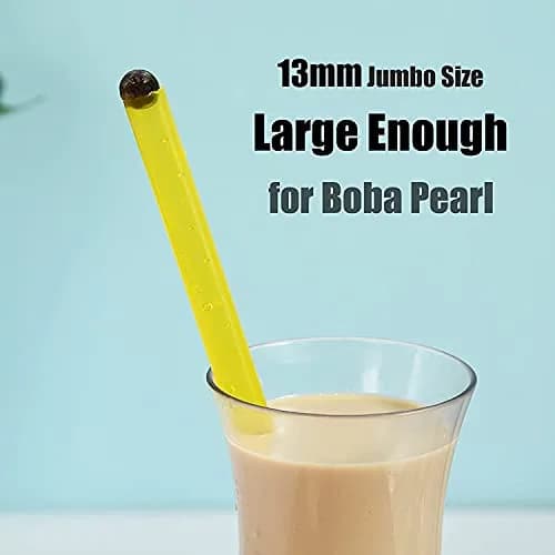 ALINK 12 Pcs Reusable Boba Straws 21.6cm (8.5 Inch) with 2 Cleaning Brushes | Extra Wide Smoothie Straws for Thick Drinks thumbnail 5