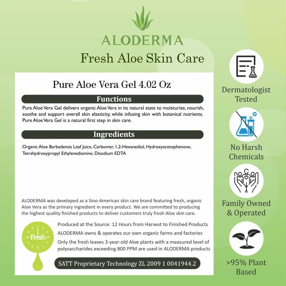 Aloderma Organic Aloe Vera Gel for Face & Body 342ml (12 fl oz) | Pure Hydration for All Skin Types thumbnail 8