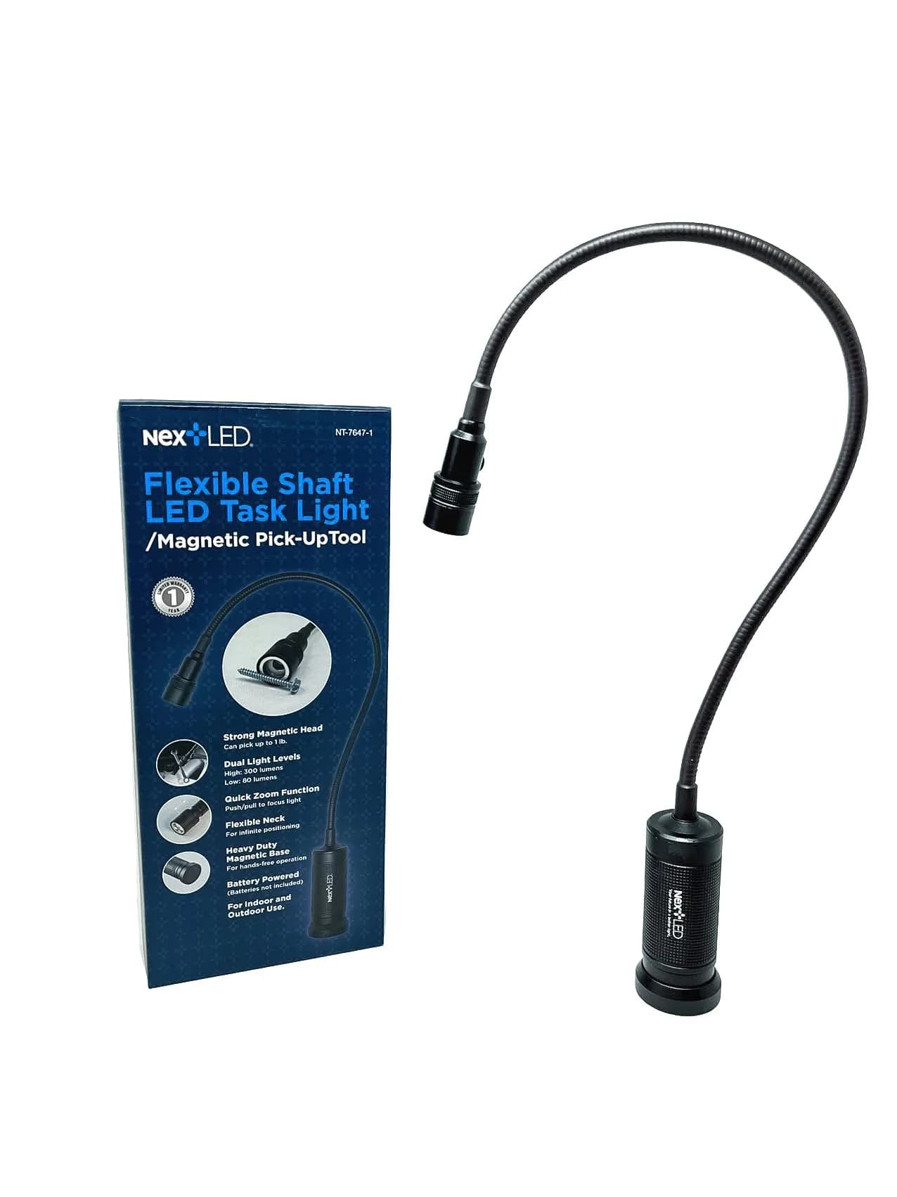 NextLED 20-Inch Gooseneck Magnetic Work Light | Cree LED, Waterproof, Flexible, IP54 (70-120c) — Black