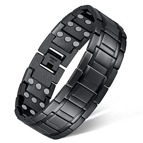 Feraco Magnetic Bracelet for Men Stainless Steel Jewelry, 21.7 cm (8.54 inch) Black thumbnail 1