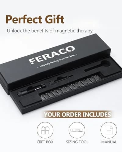 Feraco Magnetic Bracelet for Men Stainless Steel Jewelry, 21.7 cm (8.54 inch) Black thumbnail 8
