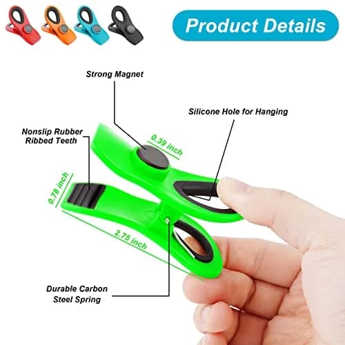 Jetmore 16 Pack Magnetic Chip Clips Bag Clips | Vibrant, Non-Slip Rubber Teeth, Reusable, Multi-Color, Versatile for Food & Office Use thumbnail 6