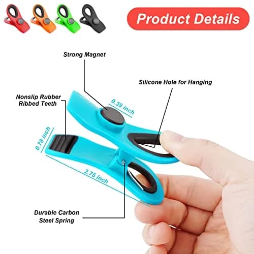 Jetmore 12 Pack Chip Clips Bag Clips with Magnet, Food Storage Clips | Strong Spring Grip thumbnail 8