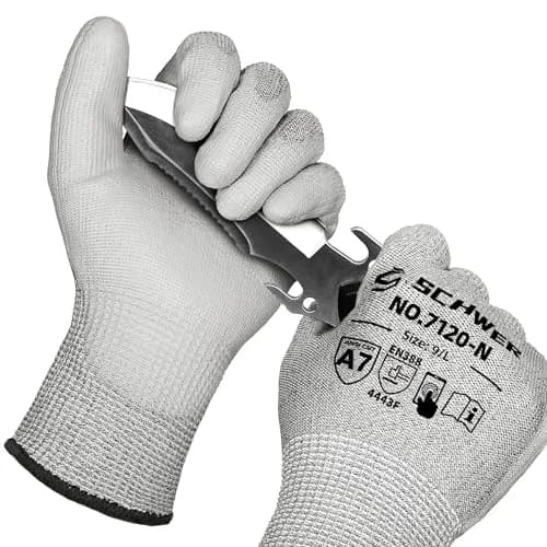 Schwer AIR-SOFT Cut Resistant Work Gloves AR7120, ANSI A7, 3 Pairs, Grey (16cm W x 30cm L) thumbnail 1