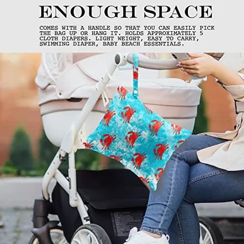 zcyxuuw Wet Dry Bag with Zipper Handle for Swimsuit, Travel, Beach, Pool, Diapers, Gym Clothes, Makeup Bag, Waterproof Reusable Ocean Decor Starfish Pattern (26 x 32 CM) thumbnail 3