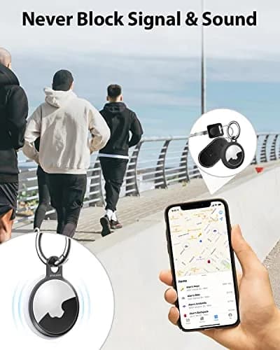 Stouchi Airtag Holder Keychain with TPU Case & Stainless Steel Ring 2-Pack | Rust Resistant thumbnail 6