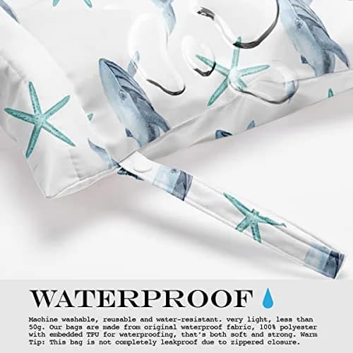 zcyxuuw Wet Dry Bag with Zipper Handle, 26 x 32 CM Waterproof Pouch for Swimsuit, Diapers, Gym Clothes, Makeup, Travel | Ocean Decor Starfish thumbnail 6