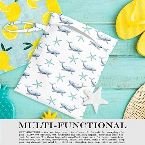 zcyxuuw Wet Dry Bag with Zipper Handle, 26 x 32 CM Waterproof Pouch for Swimsuit, Diapers, Gym Clothes, Makeup, Travel | Ocean Decor Starfish thumbnail 4
