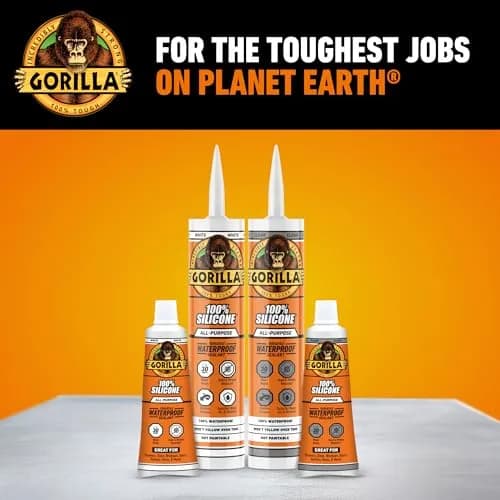 Gorilla 100% Silicone Waterproof Caulk Clear 20 fl oz (591 ml) | Fast Curing Sealant for Showers, Sinks, Windows thumbnail 8