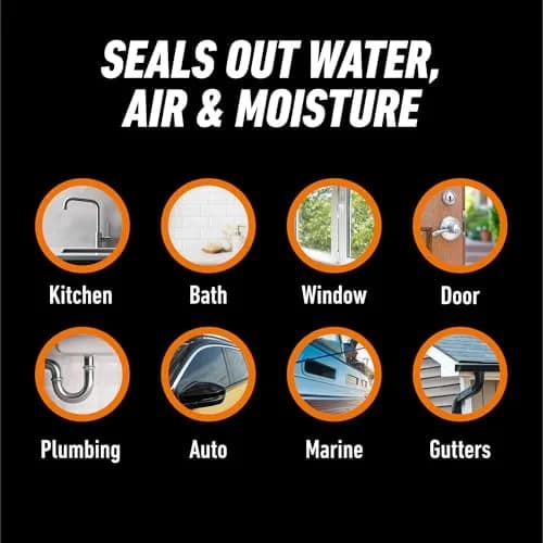 Gorilla 100% Silicone Waterproof Caulk Clear 20 fl oz (591 ml) | Fast Curing Sealant for Showers, Sinks, Windows thumbnail 3
