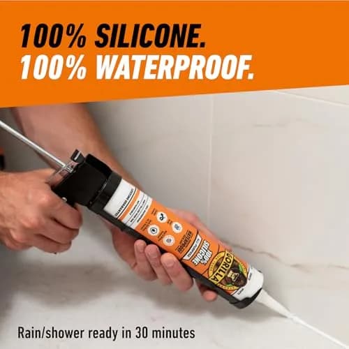 Gorilla 100% Silicone Sealant Caulk White 10 oz (296 ml) Cartridge, 2-Pack | Waterproof, Mold & Mildew Resistant Seal thumbnail 5