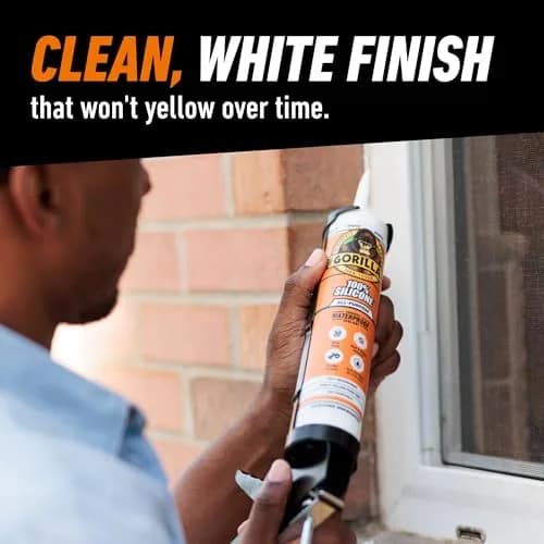 Gorilla 100% Silicone Sealant Caulk White 10 oz (296 ml) Cartridge, 2-Pack | Waterproof, Mold & Mildew Resistant Seal thumbnail 6