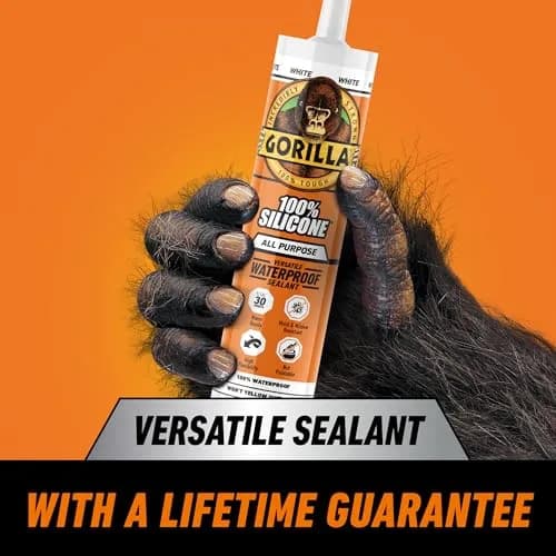 Gorilla 100% Silicone Sealant Caulk White 10 oz (296 ml) Cartridge, 2-Pack | Waterproof, Mold & Mildew Resistant Seal thumbnail 2