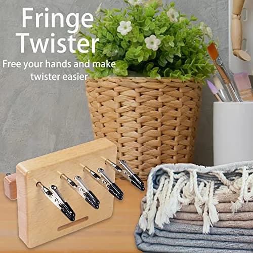 DAFENCHI Fringe Twister for Quickly Twisting | 4 Clips Wood Cord Maker Tool, Yarn Fringe Twister for Weaving, Tassel/Rope Making Machine thumbnail 5