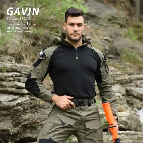 HAN·WILD Men's Tactical Combat Shirt, Breathable Tactical Shirt, Combat Top | UPF50 Sun Protection, Military-Grade Comfort thumbnail 3