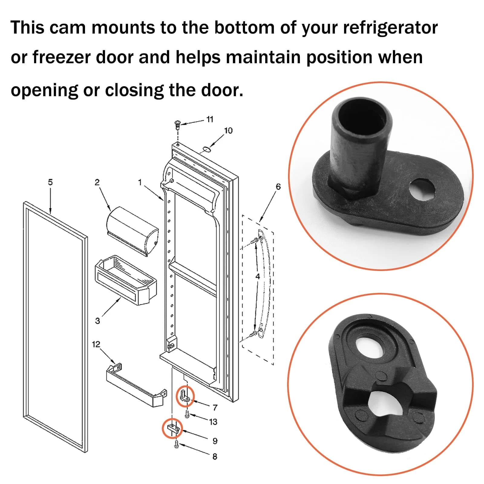 Kscjdg Refrigerator Door Closer Cam Kit for Whirlpool Kenmore Amana Crosley Models | Refrigerator Parts thumbnail 3