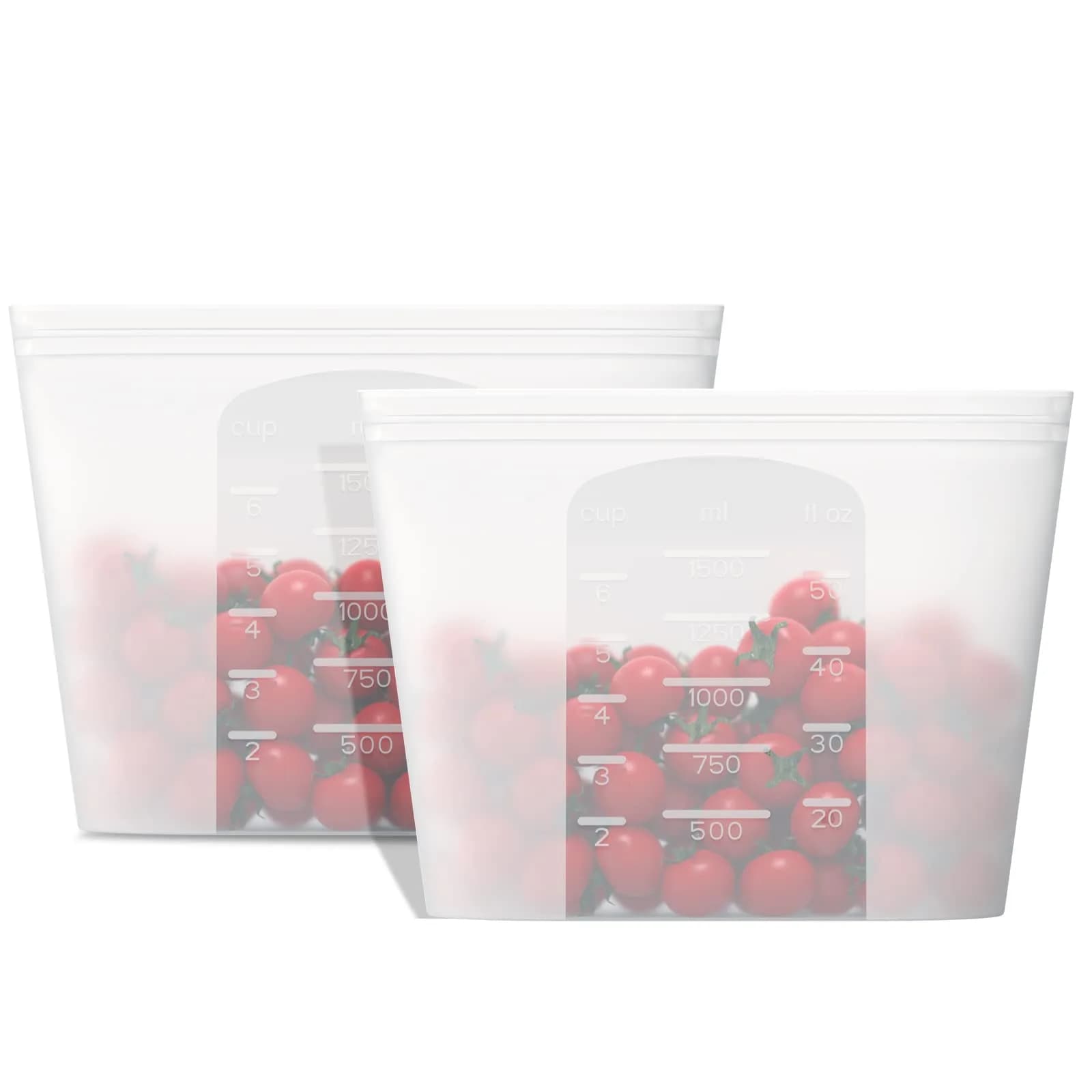Winrock Reusable Silicone Food Storage Bags 3 Pack | Microwave & Dishwasher Safe, BPA Free, Stand Up Zip Containers (51oz, 34oz, 17oz) — 2 Large Set
