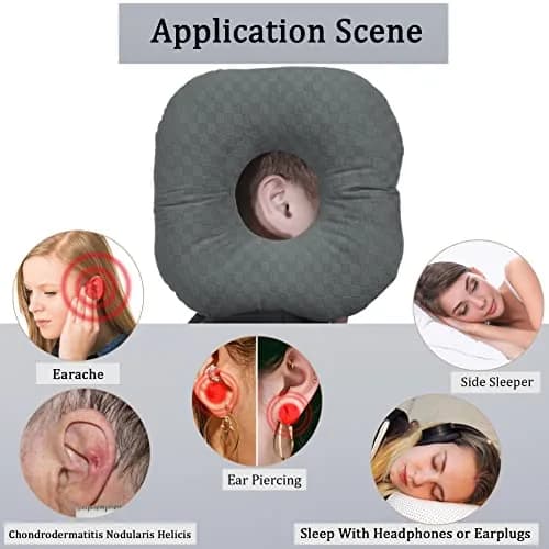 Wuronsa Ear Piercing Pillow with Hole for Cartilage Piercings | Adjustable, Breathable Cotton, Relieves Ear Pain (70-120 chars) thumbnail 2
