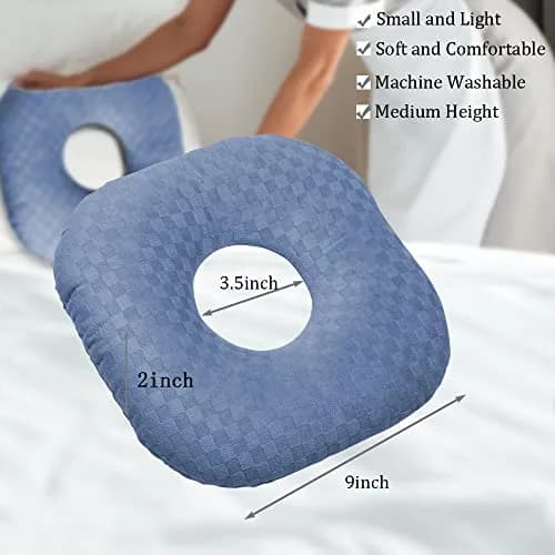 Wuronsa Ear Piercing Pillow with Hole | 23 cm (9") Blue Solid thumbnail 4