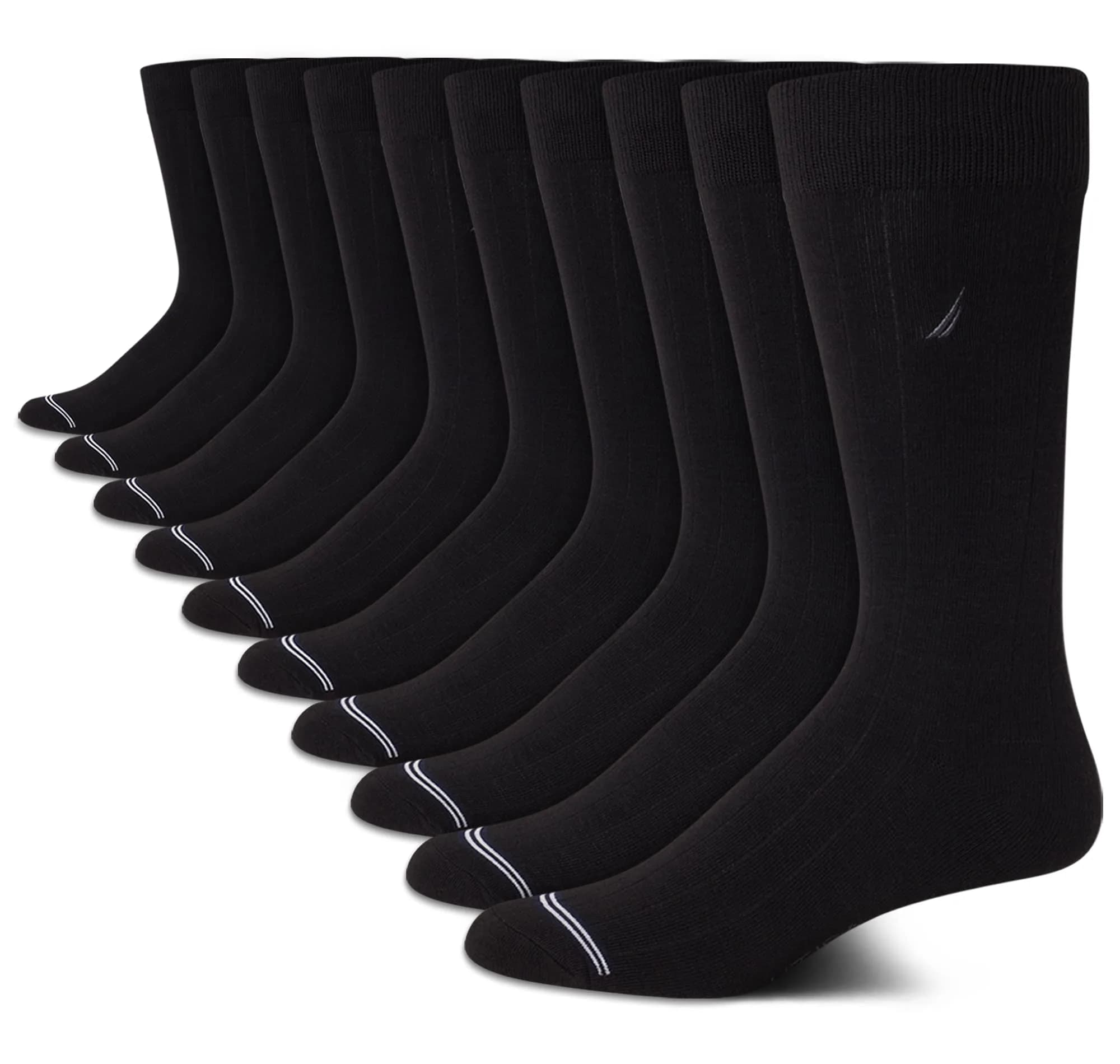 Nautica Mens Dress Socks Business Formal Comfort Stretch Crew Socks 10 Pack | Breathable, Reinforced Toe & Heel, Mid-Calf Length