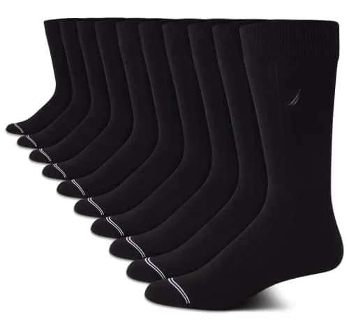 Nautica Mens Dress Socks Business Formal Comfort Stretch Crew Socks 10 Pack | Breathable, Reinforced Toe & Heel, Mid-Calf Length thumbnail 1