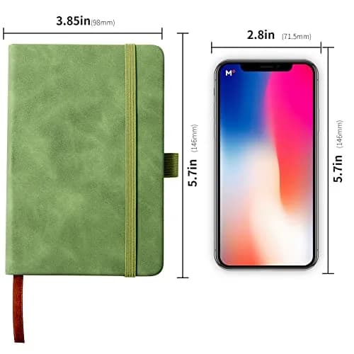Animusphere Green 2Pack Pocket Notebook Small Notebook Journal Notebook 4 inches x 5.7 inches 200 Pages Leather Cover With Pen Holder Page Marker Ribbons thumbnail 7