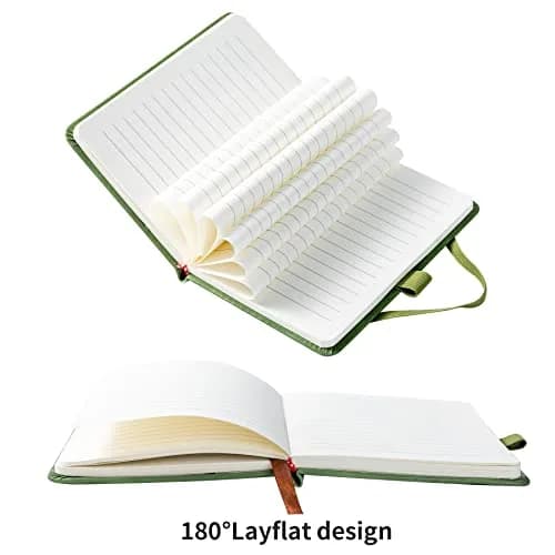 Animusphere Green 2Pack Pocket Notebook Small Notebook Journal Notebook 4 inches x 5.7 inches 200 Pages Leather Cover With Pen Holder Page Marker Ribbons thumbnail 8