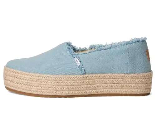 TOMS Women's Valencia Platform Espadrille 8 | Pastel Blue Washed Denim Casual Comfort thumbnail 5