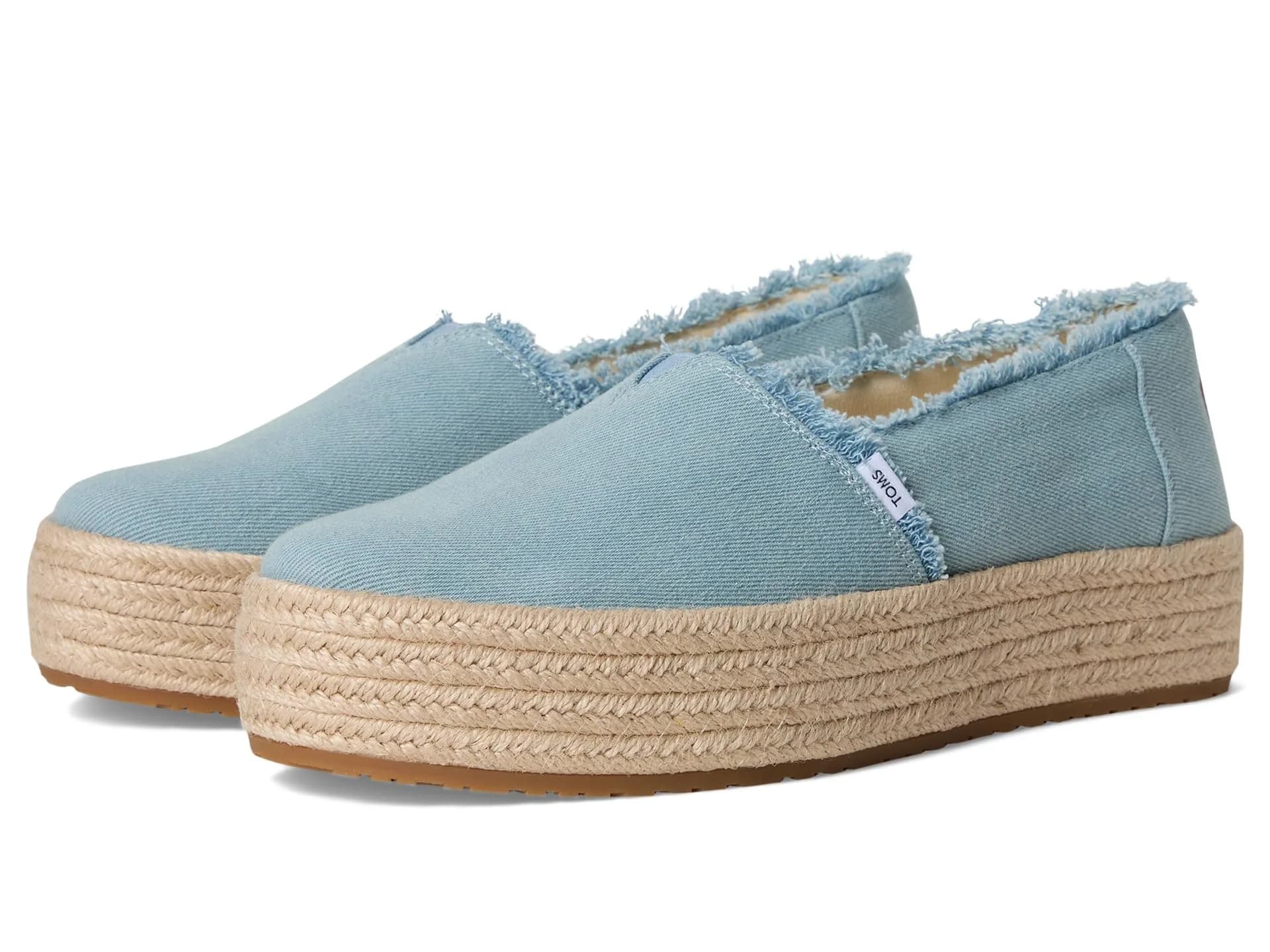 TOMS Women's Valencia Platform Espadrille 6.5 | All-Day Comfort & Style — Pastel Blue Washed Denim / 8