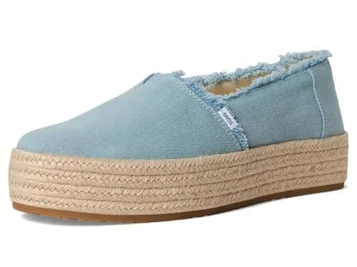 TOMS Women's Valencia Platform Espadrille 8 | Pastel Blue Washed Denim Casual Comfort thumbnail 8
