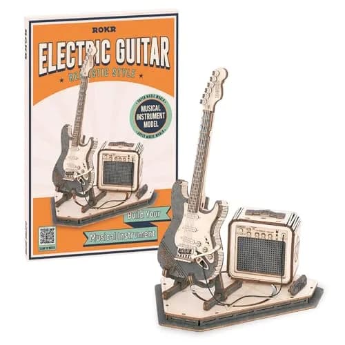 ROKR 3D Puzzles for Adults Wooden Craft Kits Musical Instrument Model Kit Collectibles Home Desk Room Decor (Electric Guitar) | 140 pcs, 6.6x4x8.6 inch thumbnail 6