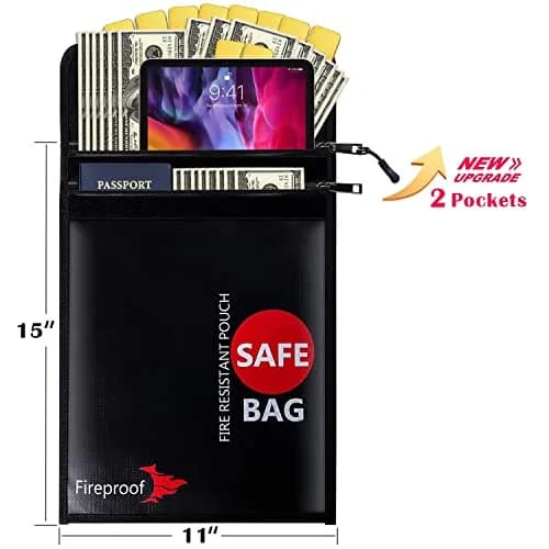 COLCASE Fireproof Document Bag 2 Pockets 38cm (15 Inches) | Fire & Waterproof Protection thumbnail 3