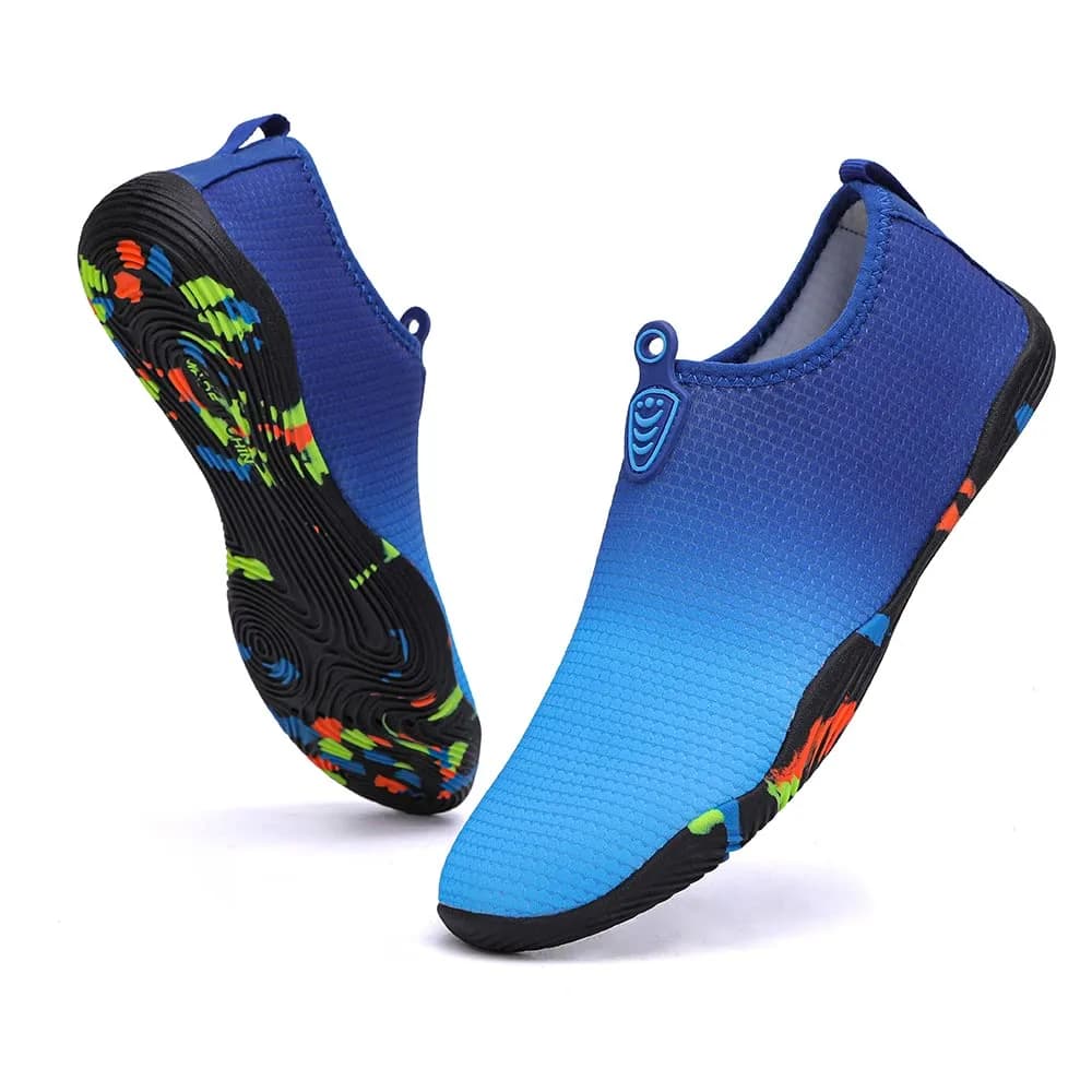 Vsufim Water Sports Barefoot Shoes Aqua Socks for Women Men | Quick-Dry Breathable Stretch Upper (12 Women/11 Men) — Blue/Blue/Blue