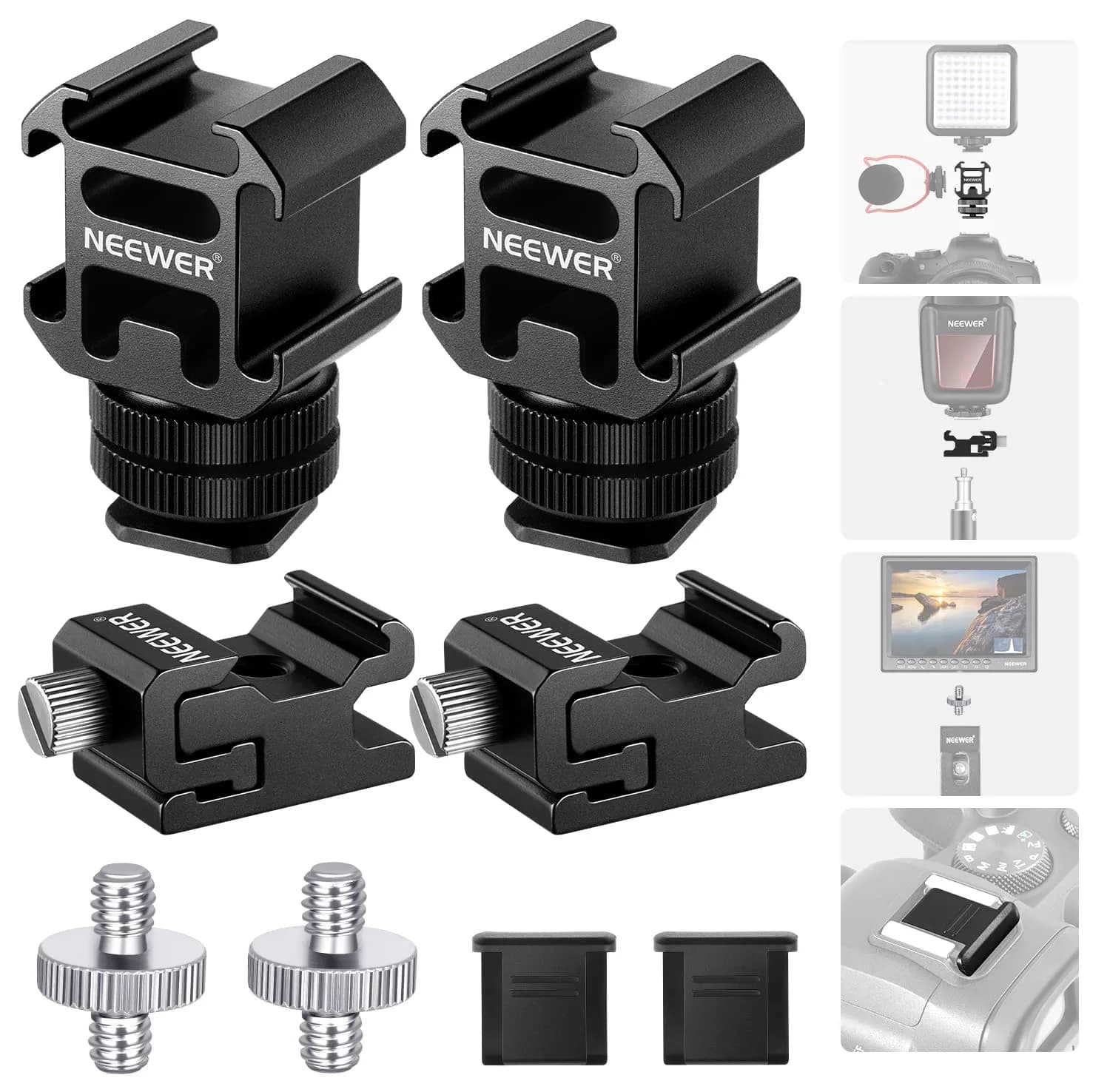 NEEWER Durable Pro 1/4" Mount Adapter for Tripod Screw to Flash Hot Shoe (2-Pack, 1.38 oz) — ST47