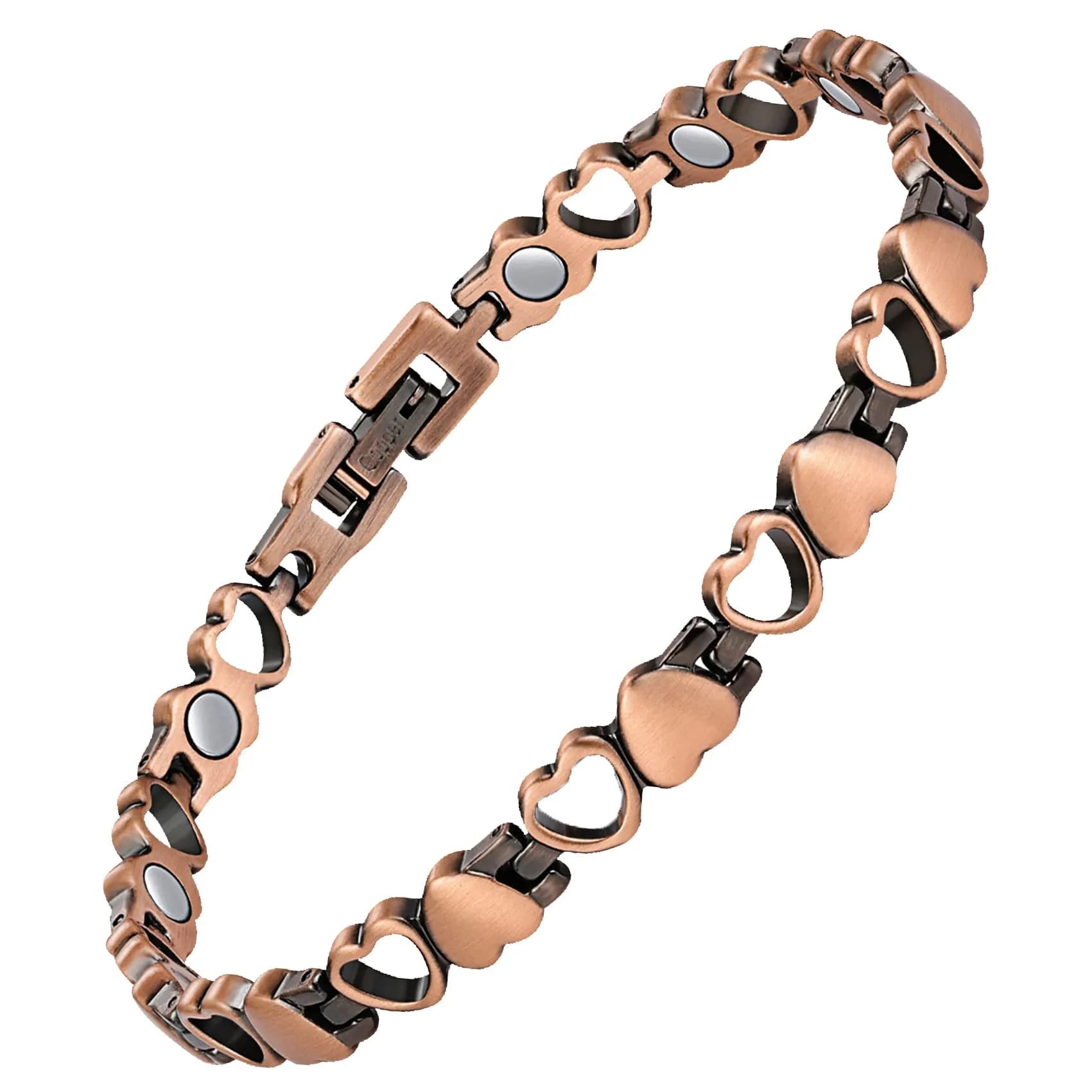 Feraco 99.99% Pure Copper Magnetic Anklets for Women X Shape 25cm (9.84 inch) | Hypoallergenic & Lead-Free — Heart Shape